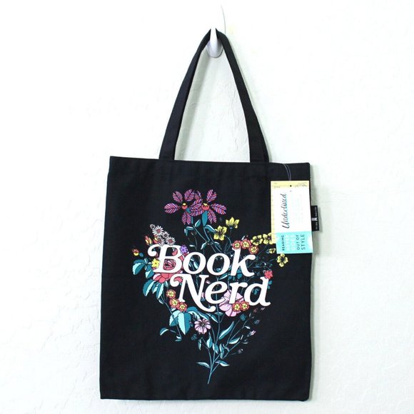 Out Of Print Book Nerd Floral Canvas Tote Bag - Picture 3 of 3